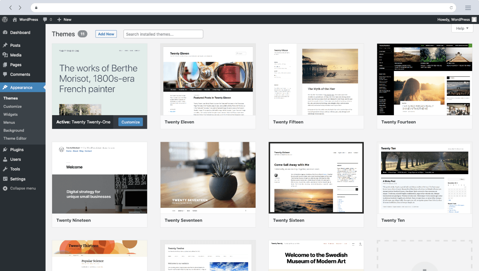 Wordpress website template