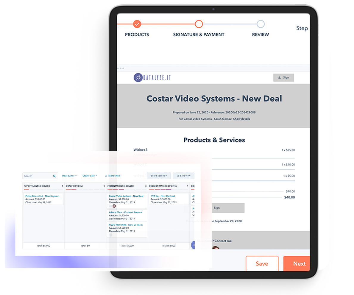 HubSpot sales software on ipad