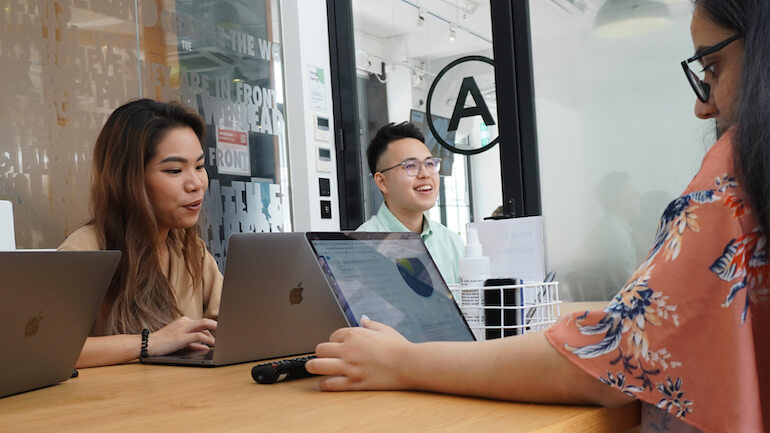 employees working on report